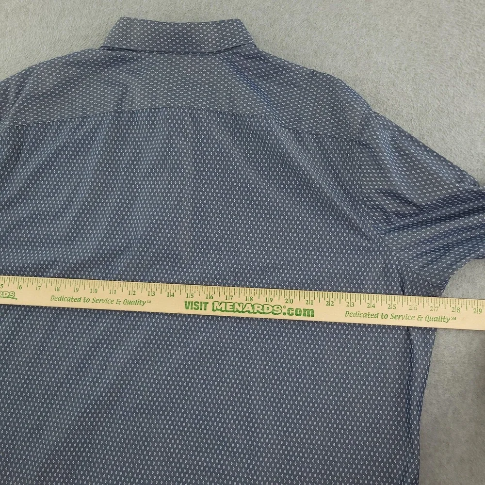 Banana Republic Dress Shirt Mens 18 34/35 Blue Geometric Slim Fit Non Iron